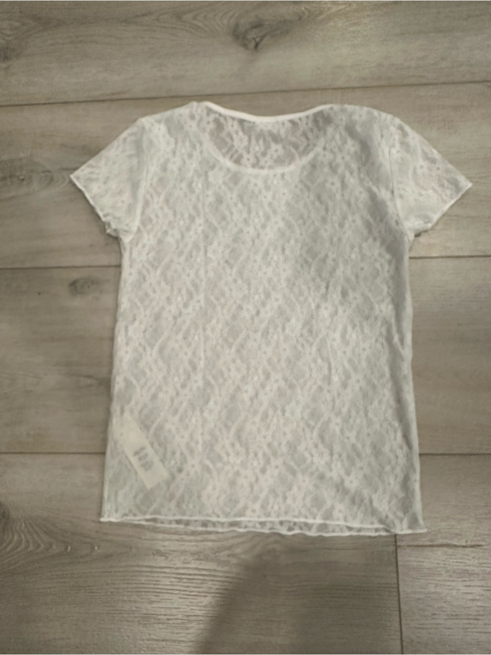 Aritzia Wilfred White Floral Lace Sheer Short Sleeve Top Size S - Picture 3 of 4